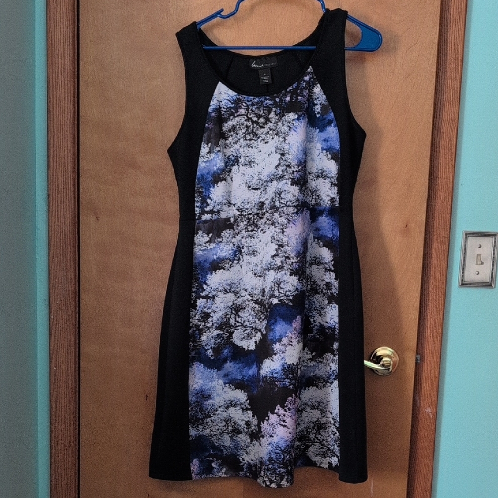 Lane Bryant Black Dress with Blue and White Floral Panel